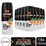 Lynx 72H Anti-Perspirant Deodorant Gold, Black or Jungle Fresh 150ml, 18 Pack