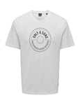 ONLY & SONS Men's Onslamer Life Reg Logo SS Tee Work Utility T-Shirt, Bright White, M