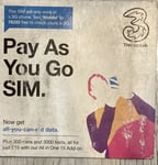 ONE x Pay As You Go Sim, Old RETRO Type; 3 - THREE