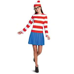 DISGUISE 119489F Wheres Waldo Halloween, Official Adult Wenda Costume Set with Shirt and Skirt Outfit Sized, Striped, Multicolored, X-Large