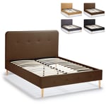 Llb Living Life Bed - Lit 120x190 une place et demi style nordique en bois avec sommier et lattes Friborg Couleur: Marron