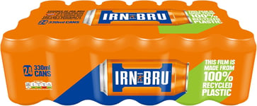 IRN-BRU Regular, 24 Pack Iconic Flavoured Fizzy Drinks Multipack Cans - 24 X 330