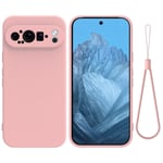 Google Pixel 9 Pro Skal med Strap Silikon Rosa