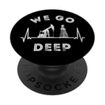 We Go Deep Oil Rig Heartbeat EKG Pulse Oilfield Man PopSockets PopGrip Adhésif