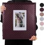 Album Photo 10x15cm 600 Photos Page Intérieure Noire Cuir de Grain de Bouton Pochettes de Grande Capacité Album Photos Anniversaire Photo Albums Wedding Anniversary (Vin Rouge).[W646]