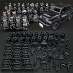 Set med 22 minifigurer och jeep militärserie skurk minifigurer byggklossleksaker