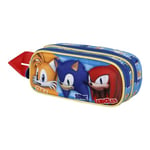 Sonic The Hedgehog - SEGA Sega-Sonic Trio-3D Double Pencil Case, Blue, 22 x 9.5 cm