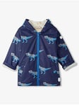 Hatley Boys T-rex Sherpa Lined Cosy Jacket - Navy, Navy, Size Age: 8 Years