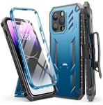 FNTCASE for iPhone 14 Pro Max Case: Military Grade Drop Protection Cover 360 Shockproof Heavy Duty Hard Bumper Matte Rugged Mobile Phone Cases with Kickstand and Holster Clip