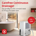 12L/Day Dehumidifier Inventor Fresh, Silent, Continuous Drainage, 24Hr Timer,