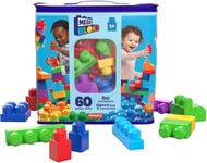 Mega Bloks Big Building Bag Baby Kids First Builders Building Blocks Blue 60 Pcs