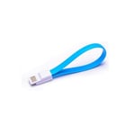 Mini Cable Aimanté pour IPHONE Xs Chargeur Connecteur Lighting USB APPLE Magnet Porte-Clefs 25cm - BLEU