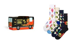 Happy Socks, 4-Pack Gift Box Crew Socks, Food Themed Socks for Men and Women, Food And Truck Socks, Size 36-40