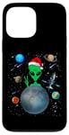 Coque pour iPhone 13 Pro Max Christmas Alien Santa Peace Hand In Space Santa Hat Xmas