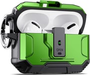 Coque pour AirPods Pro 2 - Protection Totale et Style Élégant Étui Robuste Anti-Chocs avec Clip de Verrouillage Sécurisé Compatible avec Airpods Pro 2022, Vert Herbe