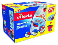 Vileda SuperMocio 3Action XL Mop and Bucket Set, Red/Blue