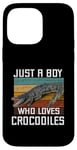 Coque pour iPhone 14 Pro Max T-shirt mignon Just A Boy Who Loves Alligator Crocodiles