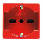 Gewiss Prise Standard Italien/Allemand 250V AC pour Linee Dedicate, 2P+T 16A Bivalente, P40, 2 Modules, Rouge, System