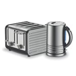 Dualit Architect 1.5L Kettle and 4 Slice Toaster Set Brushed S/S Midnight Grey