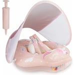 Gonflable Bebe Anneau Avec Piscine Amovible Sun Canopy Piscine Flottante Piscine De Natation Entraineur, Bouee Bebe Piscine pour 6 - 36 Mois ,Taille : S (facultatif) (S,Rose),GU.B/bon