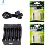 Aigostar - kit de charge de batteries 4 Emplacements + 4 batteries rechargeables aaa 900mAH 1.2V