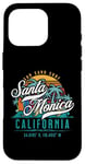 Coque pour iPhone 16 Pro Rétro Santa Monica Californie Soleil Sable Surf Plage Palmiers