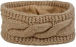 styleBREAKER Bandeau pour Dames en Grosse Maille avec Motif de Tresse et Paillettes, Doublure Polaire Chaude, Bandeau pour Les Cheveux, Bandeau 04026002, Couleur:Beige