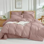 Luofanfei Housse de Couette Rose 140x200 Uni Ado 1 Personne Ultra Douce Parure de Lit en Microfibre Unie Housse Couette 140 x 200 Linge de Lit avec Fermeture éclair et 1x 65x65cm Taie d'oreiller