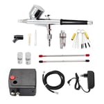 Dual-Action Spray Pistool Airbrush med Kompressor 0,3mm Airbrush Kit