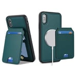 Ｈａｖａｙａ for Coque iPhone X Compatible avec Magsafe Etui für iPhone XS avec Porte Cartes détachable Coque Portefeuille Cuir pour Femmes et Hommes- Vert