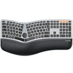 ProtoArc EK01 Plus Wireless Ergonomic Keyboard, Backlit Ergo Keyboard with Wrist Rest, Split Design, USB-C Charging, Bluetooth and USB, Natural Typing Compatible with Windows/Mac/Android