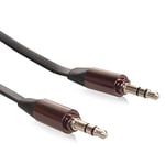 Maclean MCTV Metal Jack - Jack Straight Flat Tangle Free Audio Stereo AUX Cable 1m 2m (2m, Black)