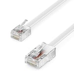 deleyCON 2m Câble Téléphonique RJ11 vers RJ45 Câble Modulaire Câble Plat Prise RJ11 vers Prise Réseau RJ45 Prise Téléphonique Modem Routeur Fax ISDN DSL VDSL Internet Blanc