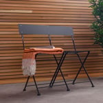 2 Seater Folding Metal Bistro Garden Patio Bench - Dark Grey