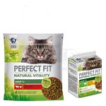 6 x 650 g Perfect Fit Natural torrfoder + 6 x 50 g våtfoder till sparpris! - 650 g Nötkött & kyckling + 6 x 50 g Kyckling & kalkon