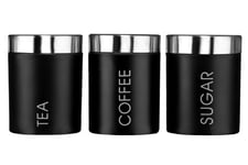 Premier Housewares Liberty Tea, Coffee and Sugar Canisters - Set of 3, Black