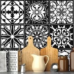 9 Stickers adhésifs carrelages | Sticker Autocollant Carreaux de Ciment - Mosaïque carrelage Mural Salle de Bain et Cuisine | Carreaux de Ciment adhésif Mural - azulejos - 15 x 15 cm - 9 pièces