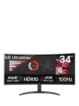 LG 34WR50QK-B UltraWide HDR Quad HD Curved Monitor, 34”, Black