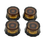 KAISH Pack of 4 USA 24 Fine Spline Lampshade Style Electric Guitar Knobs Speed Control Knobs for PRS/LP/SG/Les Paul Amber with Black