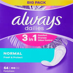 Always Dailies Normal Fresh & Protect Panty Liners x 54, Breathable, Flexible