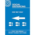 Seco Health & Safety Poster Social distancing - one way only left A3 Semi-Rigid Plastic Blue, White 42 x 59.5 cm