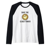 Back To The Future Save The Clock Tower Text Manche Raglan