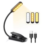 Debuns - Lampe de Lecture,10 LEDs Liseuse Lampe Clip usb Rechargeable, 360°Cou Flexible, 3 Couleur & 100%-10% à Intensité Variable, Mini Veilleuse