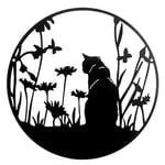 4X(Metal Black Cats Silhouette Decor Cut Wall Art Elegant Cats Lady Gifts7215