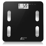 Active Era® Body Fat Bathroom Scales – Ultra Slim Weight Scale with BF%, BMI, Age, Weight and Height – Highly Accurate with Large 30cm x 30cm Base (Black)