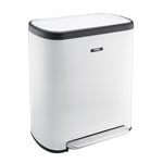 Kitchen Rubbish Waste Bin Recycling Dual Multi Compartment Pedal 60L White