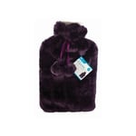 2L Hot Water Bottle & Plush Faux Fur Cover - By Ashley - Dark Blue