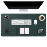 DOBAOJIA Tapis de Souris Grand Mouse Pad Mat XXL sous Main Bureau en Cuir Tapis de Portable Pad Écriture pour Bureau/Domicile/Gaming, PU Étanche + Suède Antidérapant 90 x 43 cm (Vert Foncé)