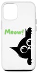 Coque pour iPhone 12/12 Pro Mur d'escalade pour chat noir avec inscription « Says Meow »