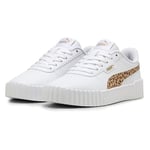 PUMA Carina 3.0 Animal JR Basket, White-Light Sand Gold, 35.5 EU